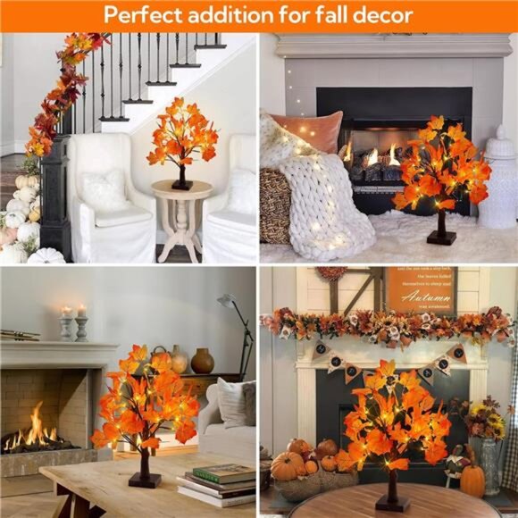Woohaha 24LED Fall Tree Lighted Maple Tree,Thanksgiving‎ Decoration Maple Leaf - Picture 6 of 7